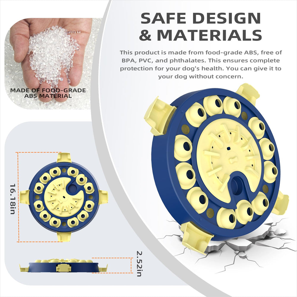 KADTC dog puzzle toy features non-slip feet for steadier play.