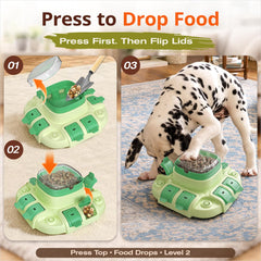 KADTC dog puzzle toy push-to-release mechanism enables treat dispensing