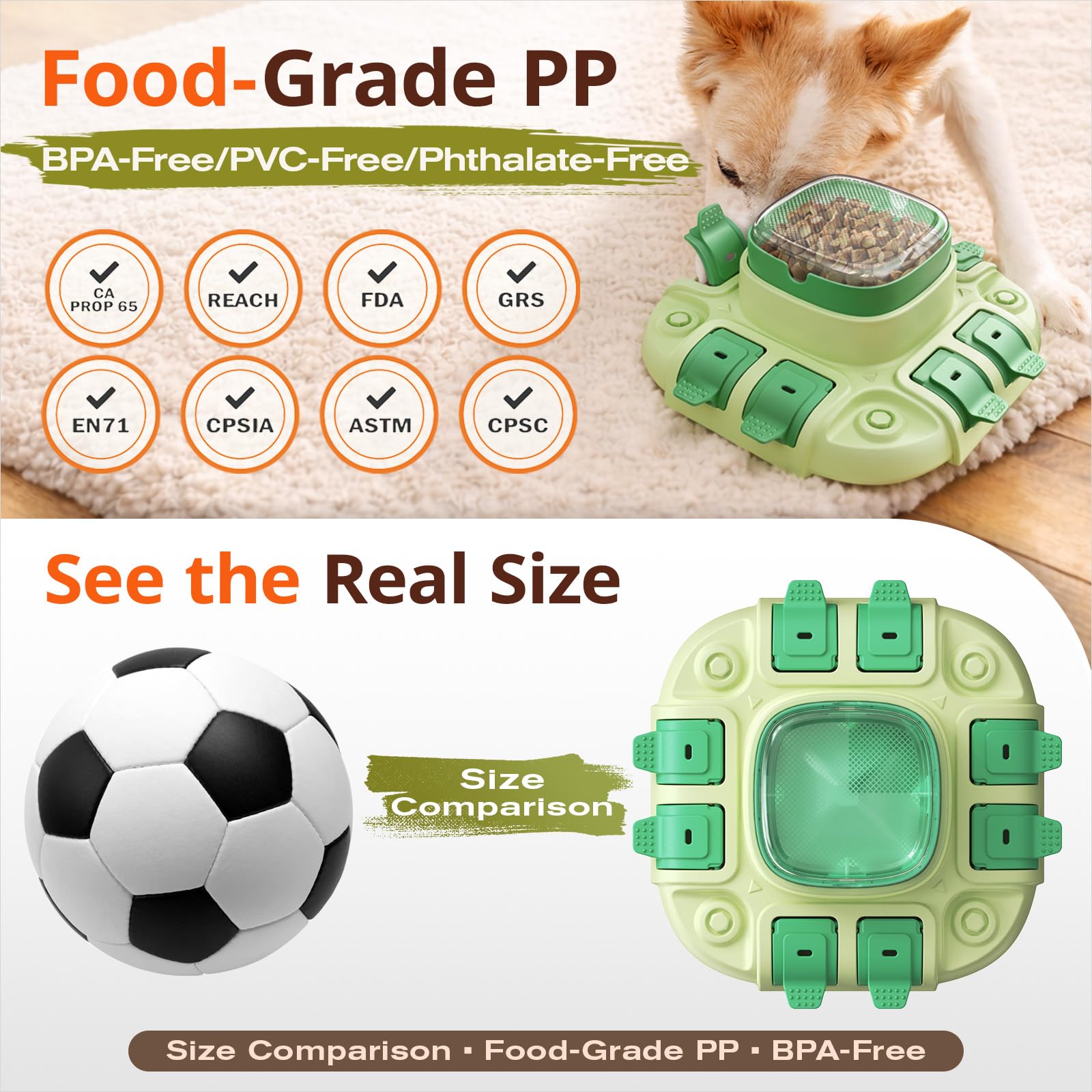 KADTC dog puzzle toy compatible with small kibble and bite-size treats