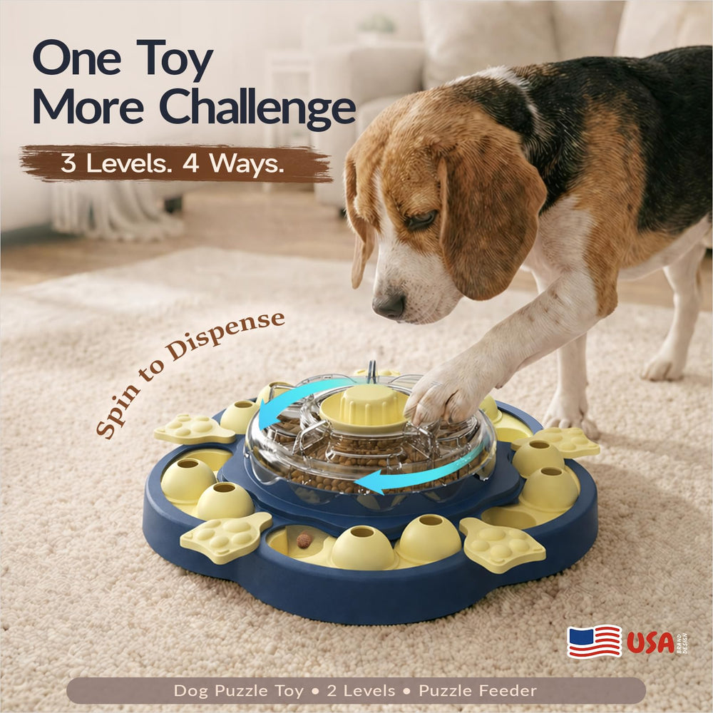 KADTC puzzle toy spin-center action highlighting treat dispense and engagement