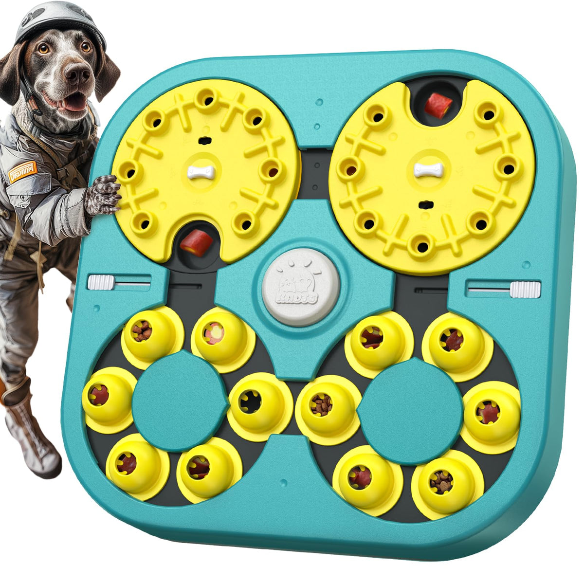 KADTC dog puzzle toy XL close-up shows premium ABS construction for durable enrichment.