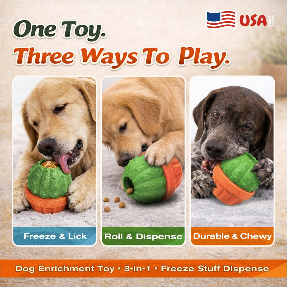 KADTC dog treat ball with freeze cups for easy, mess-free filling.