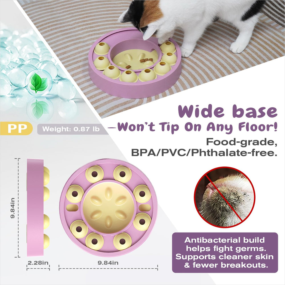 KadTC eight pod slow feeder design helps extend mealtimes for fast eaters.
