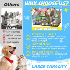 Kaiferty indestructible dog toy bin side view highlighting sturdy construction for heavy play