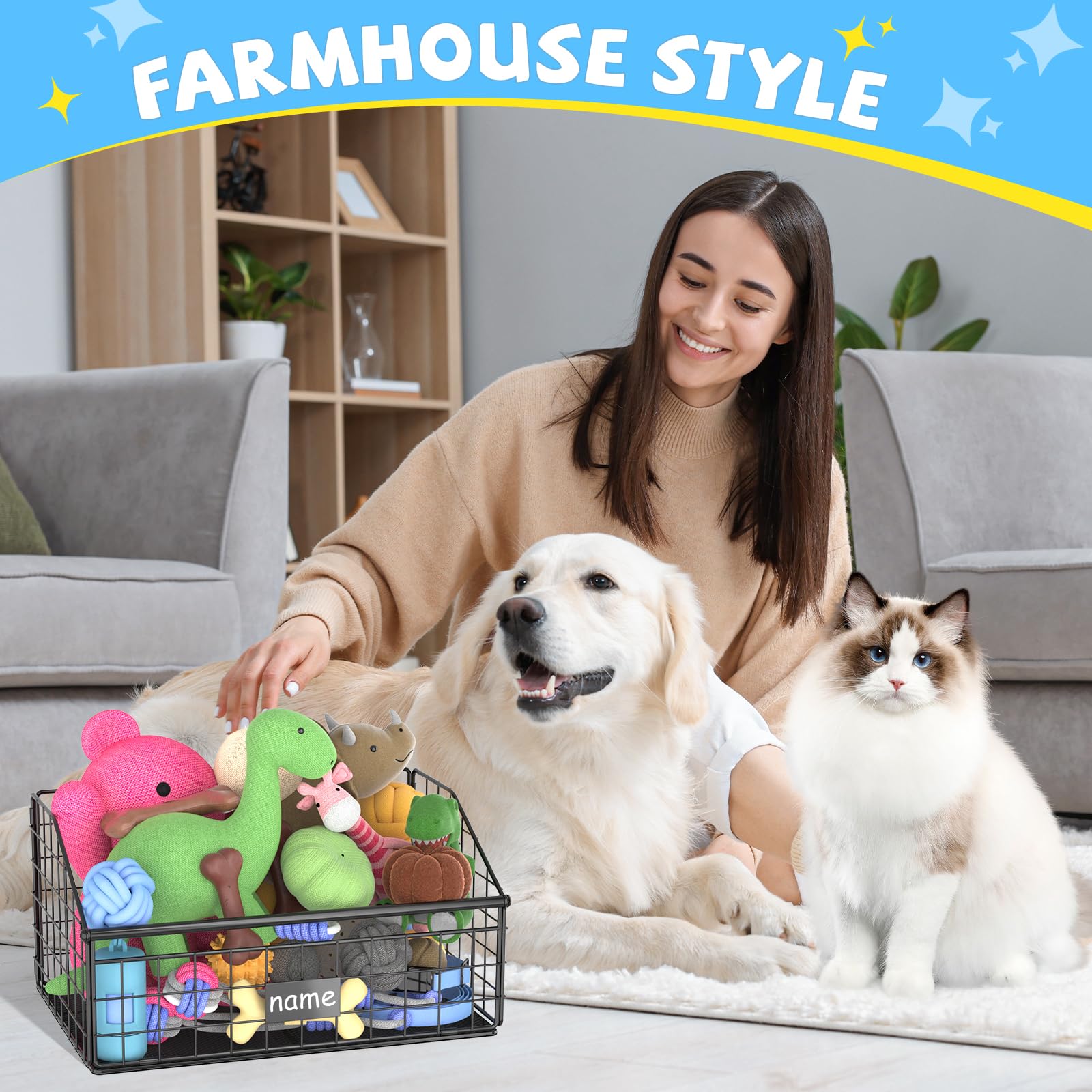 Kaiferty multi-functional storage holds toys and treats neatly.