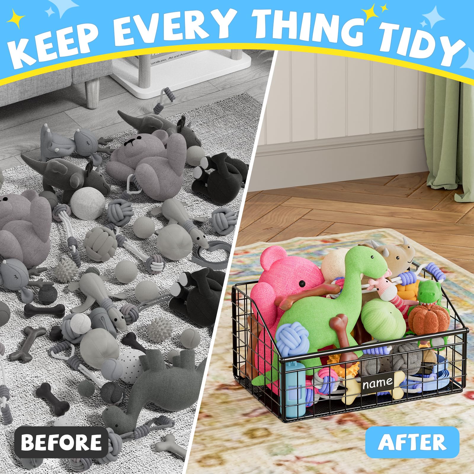 Kaiferty visible toy storage aids quick toy finding for pets.