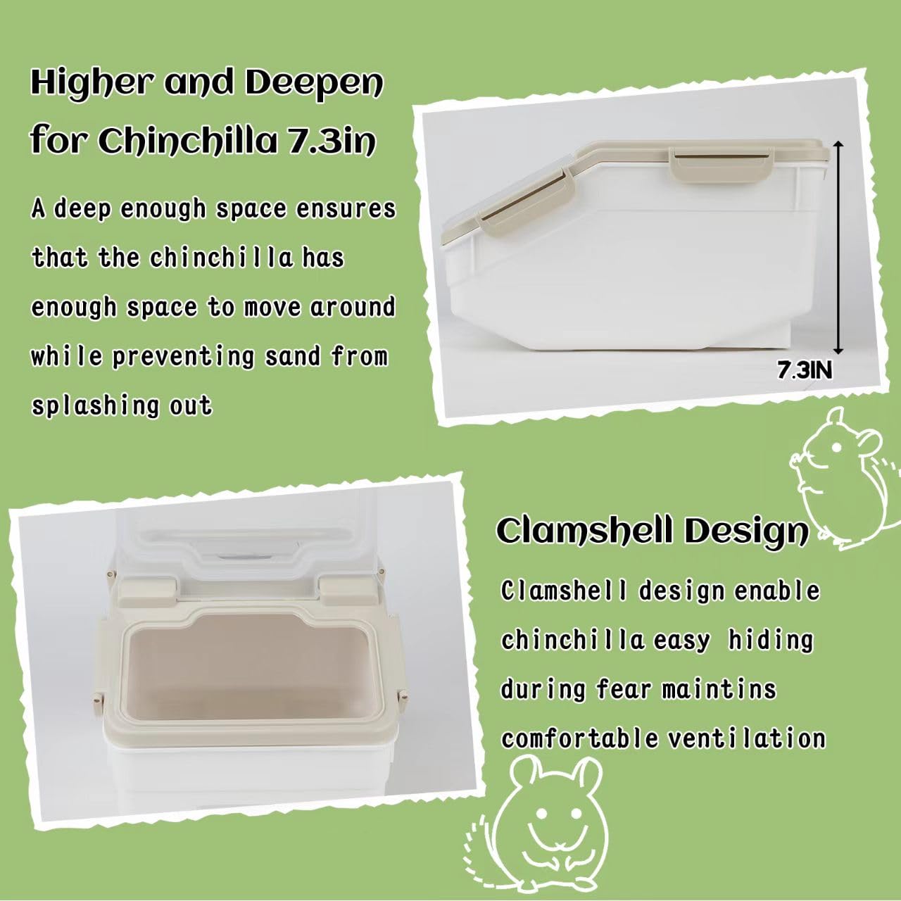 KAINUM durable plastic chinchilla sand bath that is lightweight