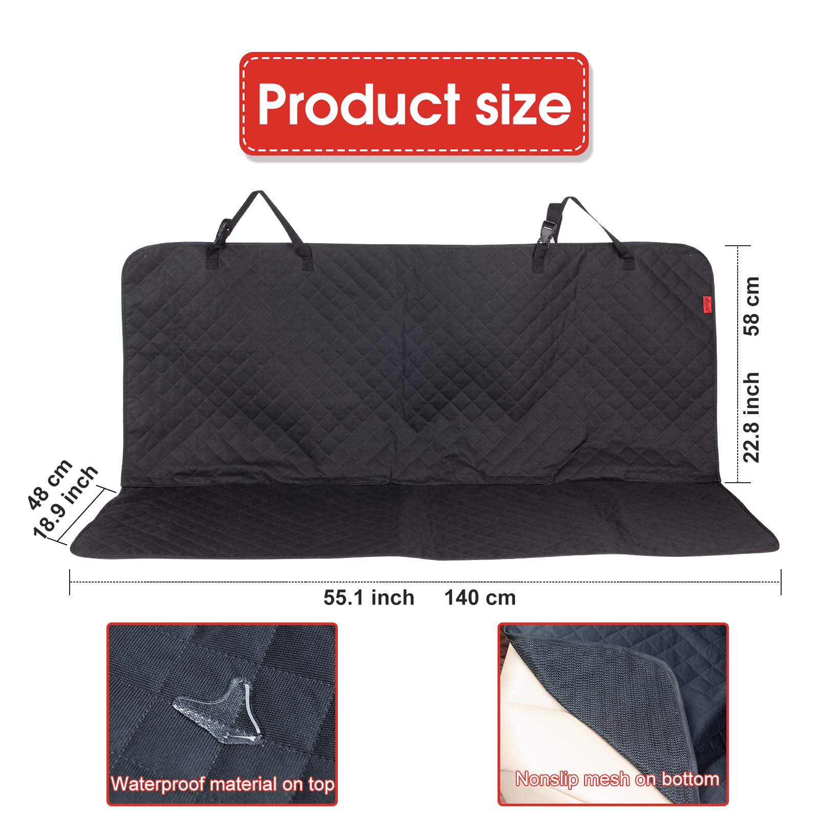 Kaiphy non-slip backing keeps the cover secure during sudden stops