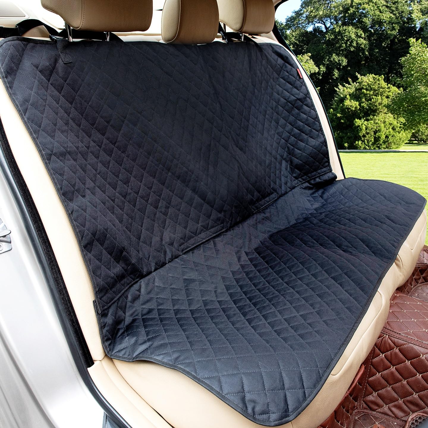 Kaiphy waterproof dog seat cover in back seat protects from hair and mud