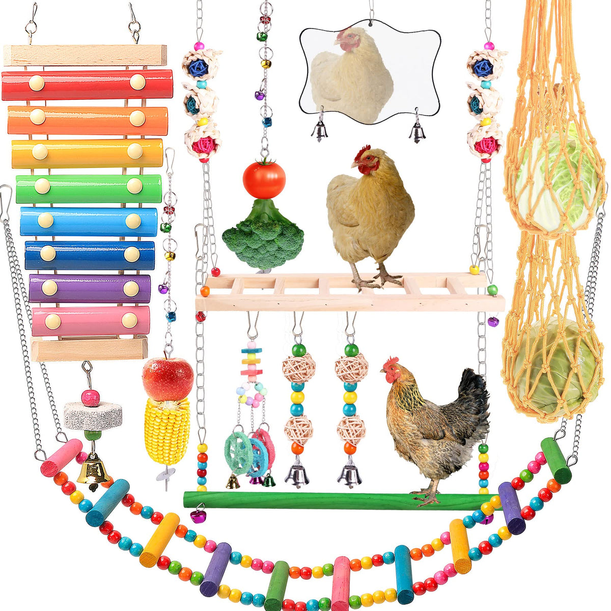 KAKUNM chicken xylophone toy for coop stimulates curiosity and interaction