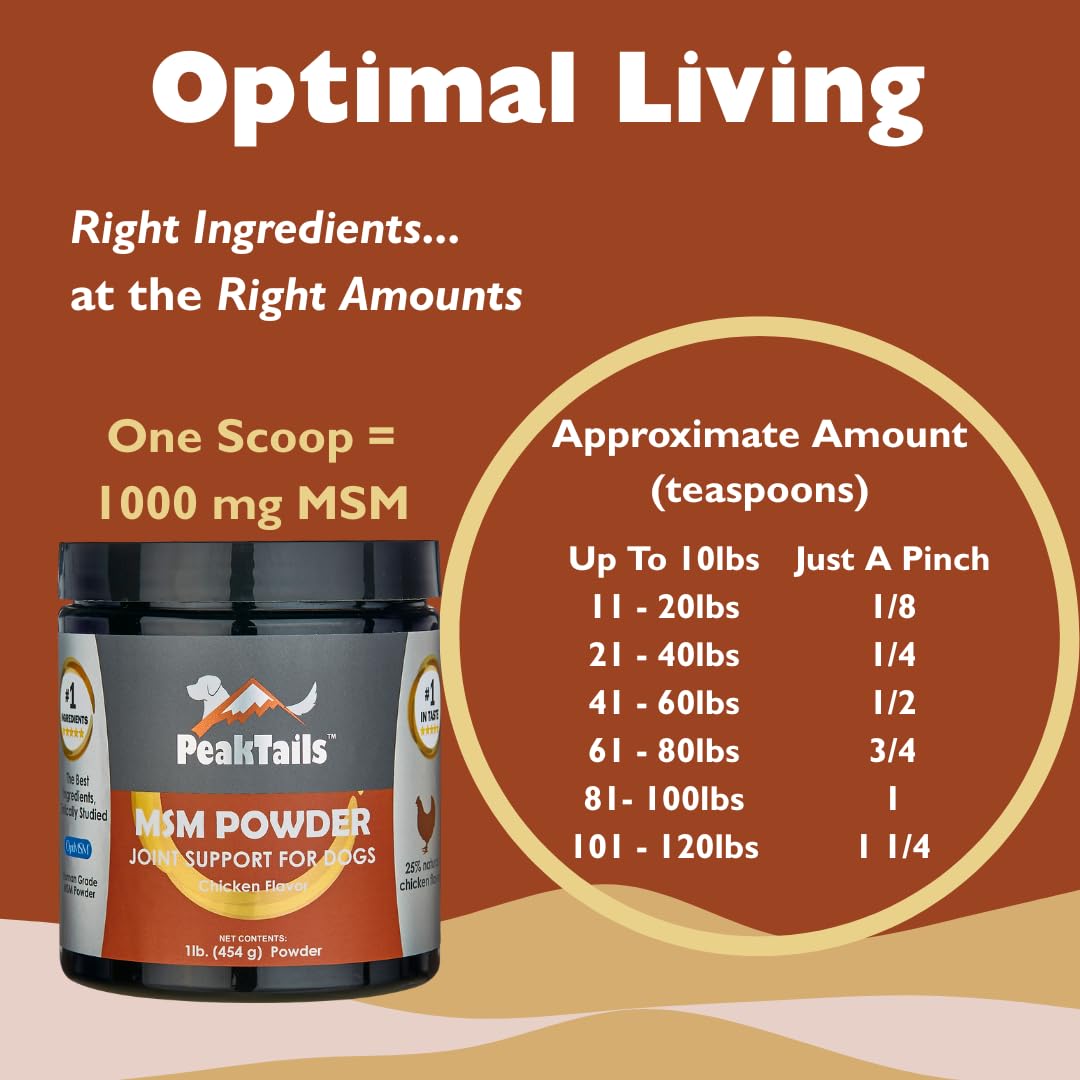 KALA HEALTH PeakTails MSM for strong hip and joint support in dogs.