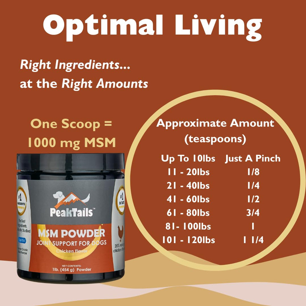 KALA HEALTH PeakTails MSM for strong hip and joint support in dogs.