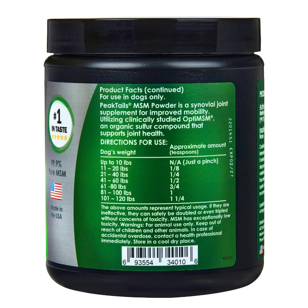 KALA HEALTH PeakTails MSM powder meal mix demonstrates flavorless supplement integration