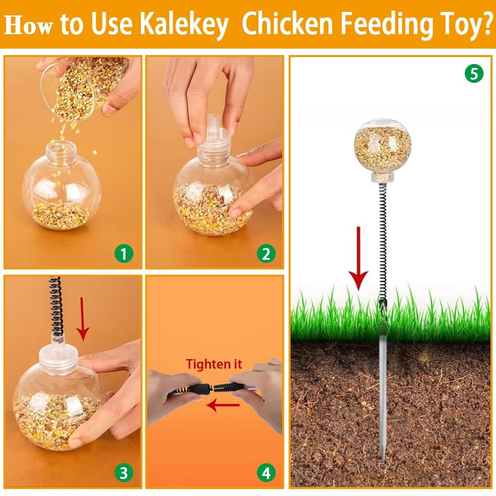 Kalekey ground stake for chicken toy keeps outdoor setup steady.