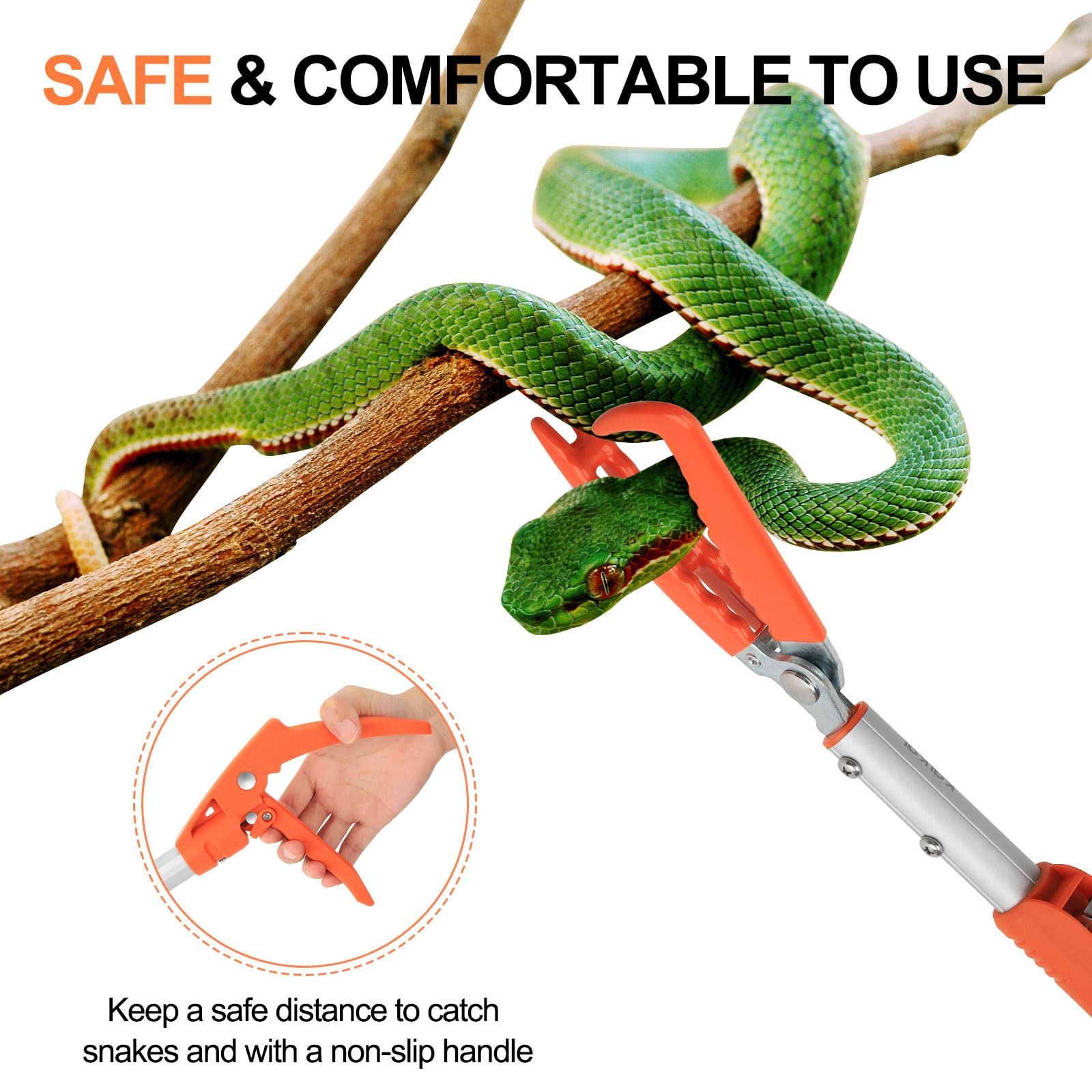 Kalkal wide jaw with soft silicone grips snake gently while preventing escapes