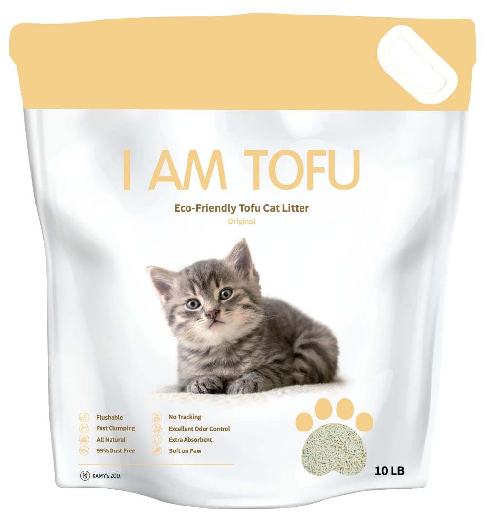 KAMY's ZOO I AM TOFU pack shot—eco-friendly litter in a resealable bag.