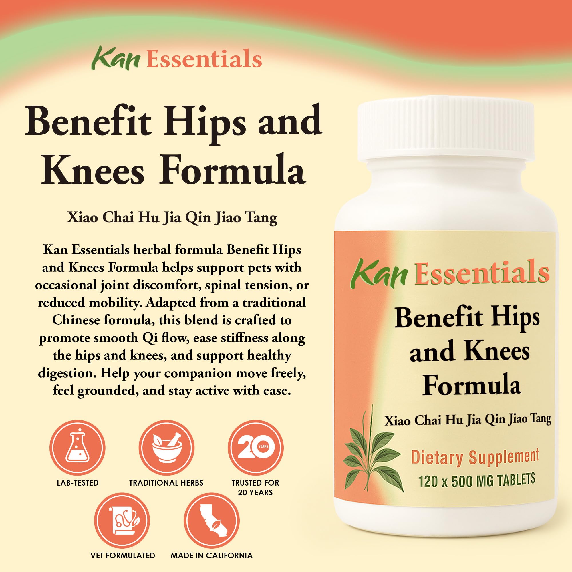 Kan Herbs pet tablets closeup showing herbal ingredients and care