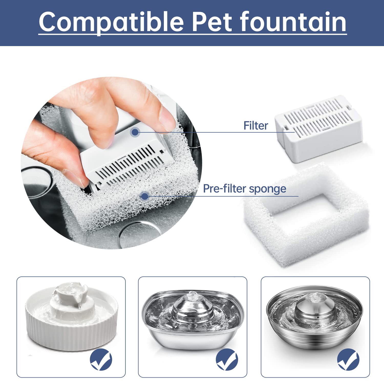 KANCHOU foam filter pre-filter traps hair and debris for easier cleaning.