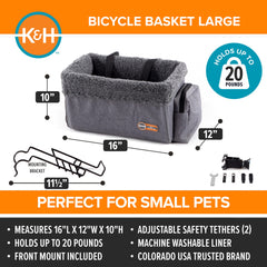 K&H Dog Bike Basket dual safety leash system enhances security.