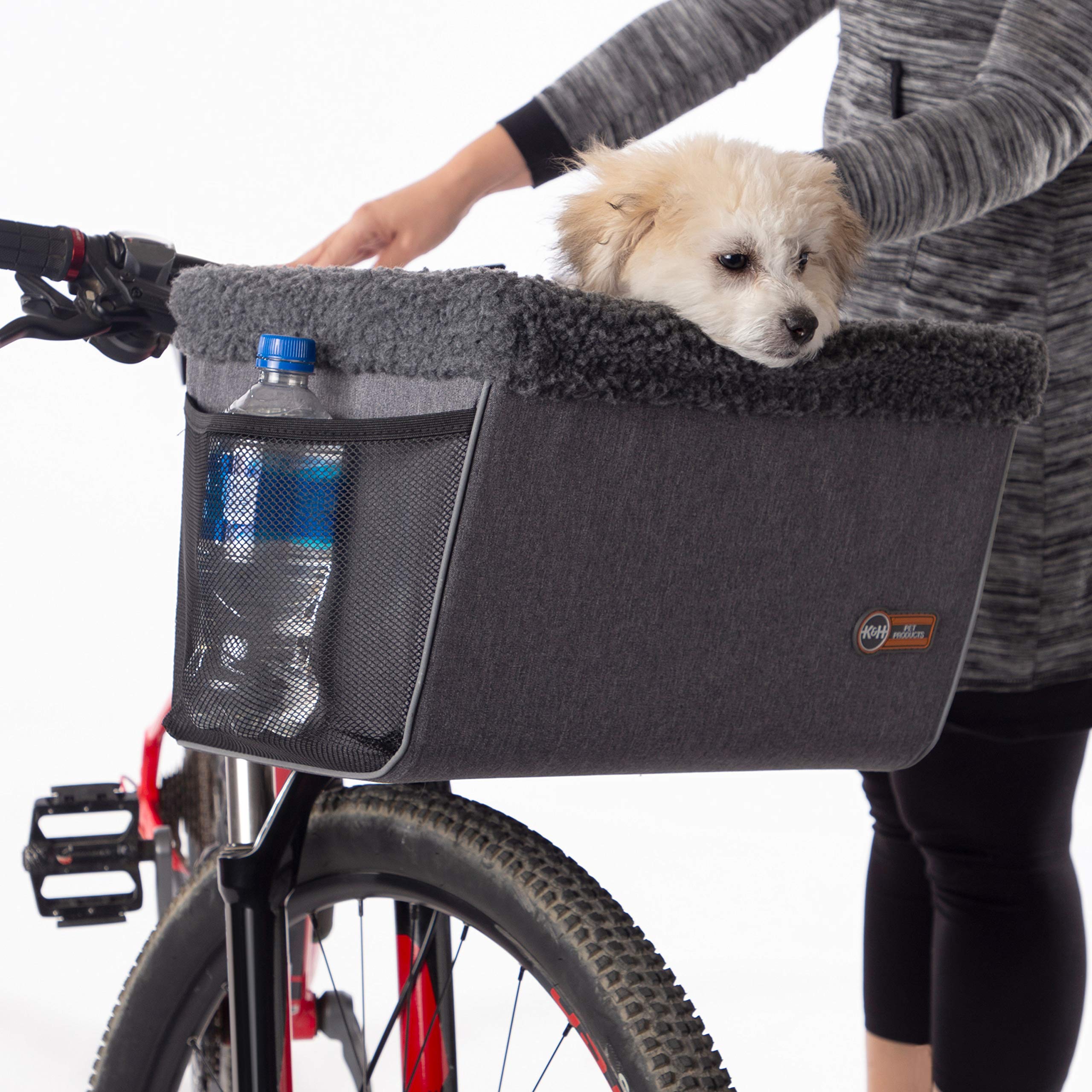 K&H Dog Bike Basket Front Mount keeps pets secure during rides.
