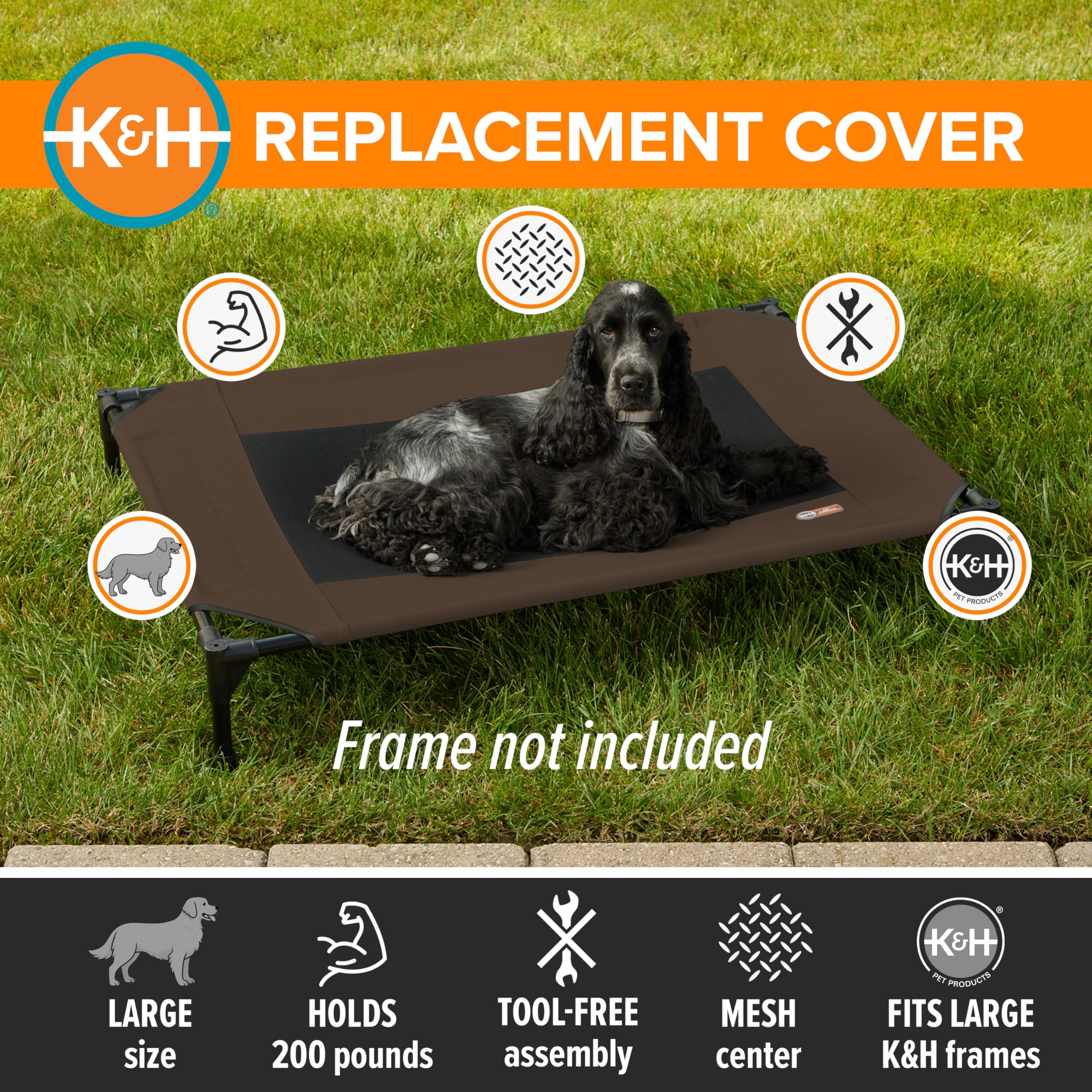 K&H replacement cover with sturdy denier fabric and durable stitching