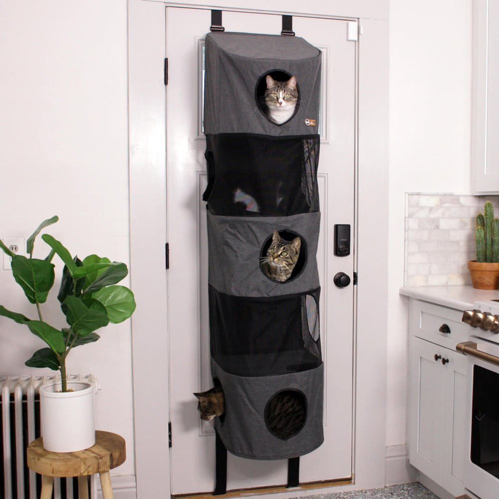 K&H Hangin Cat Condo 5-story front view mounted on a door