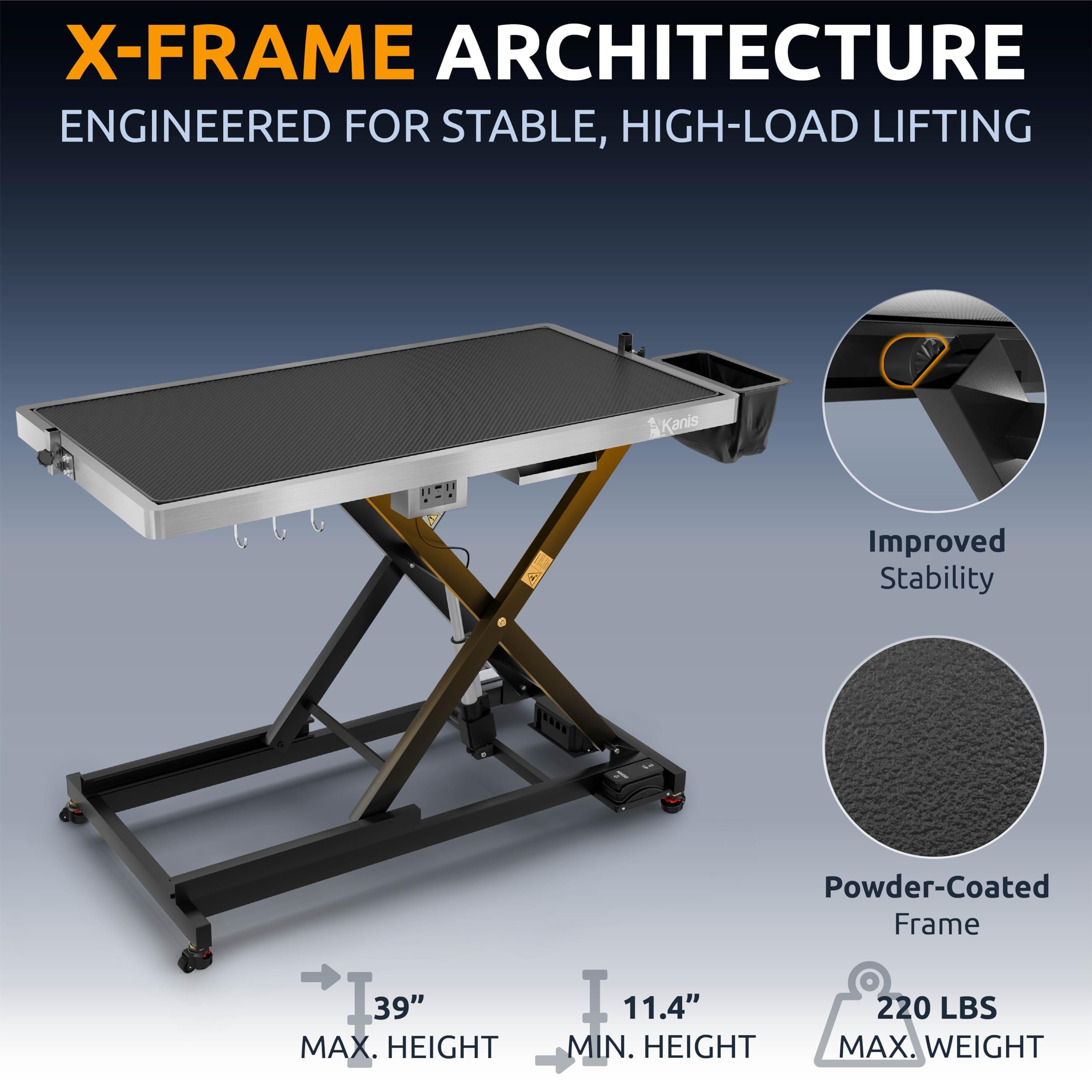 KANIS leveling wheels enable easy mobile positioning.
