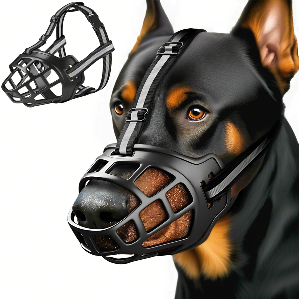 Kanuoc dog muzzle with basket breathable design allows panting and drinking during walks.