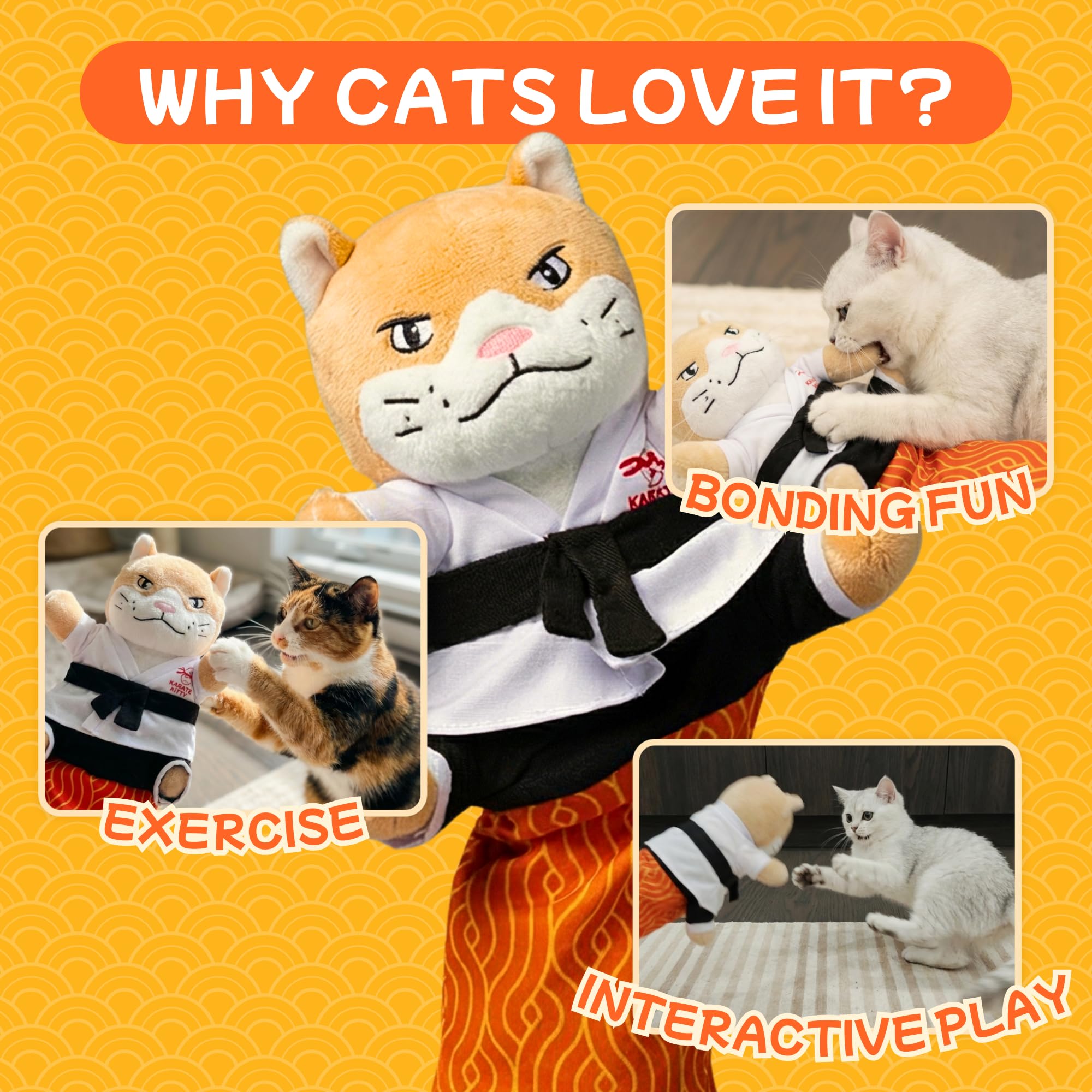Karate Kitty catnip pocket adds scent cue to boost engagement.