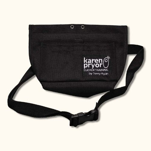 Karen Pryor Clicker Training hands-free pouch with belt clip for focused training.