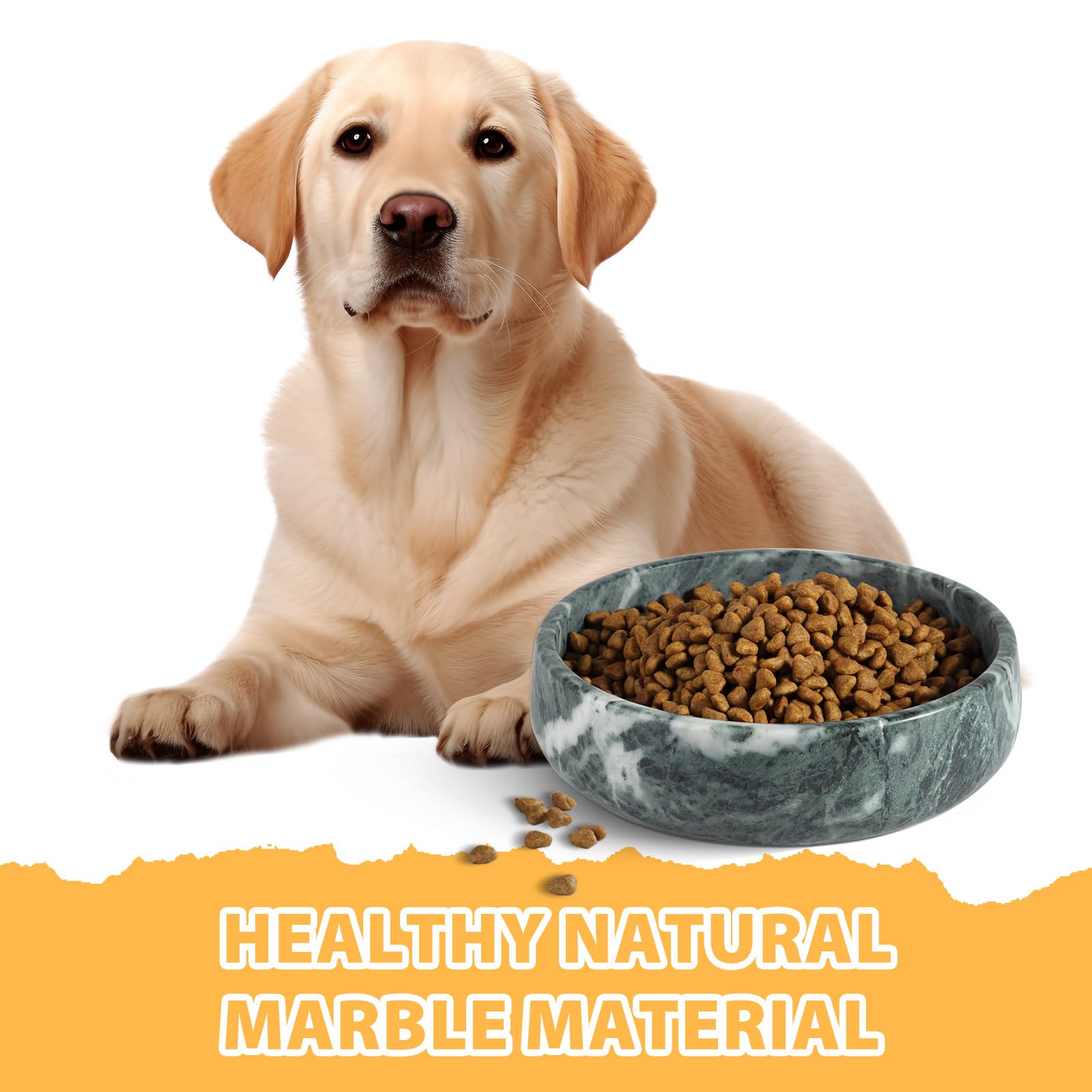 Karibiber Green Marble Dog Bowl Fully assembled bowl ready for everyday use with large breeds.