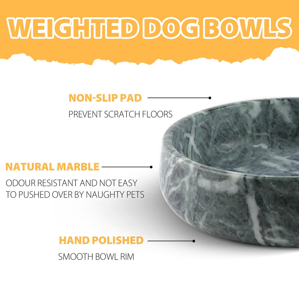 Karibiber Green Marble Dog Bowl top view reveals wide rim for easy feeding.