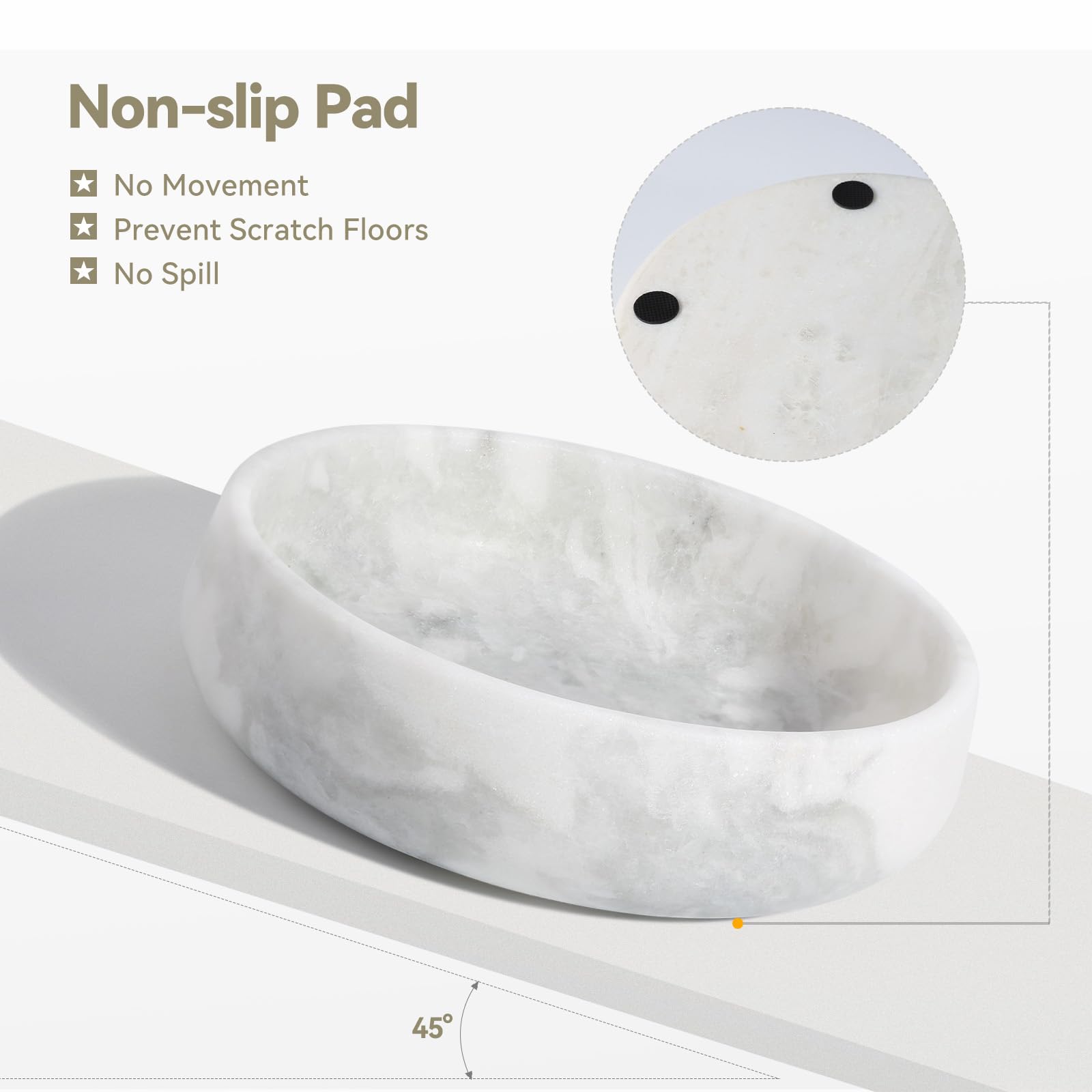 karibiber heavy-duty marble bowl demonstrates sturdy weight that stays put.