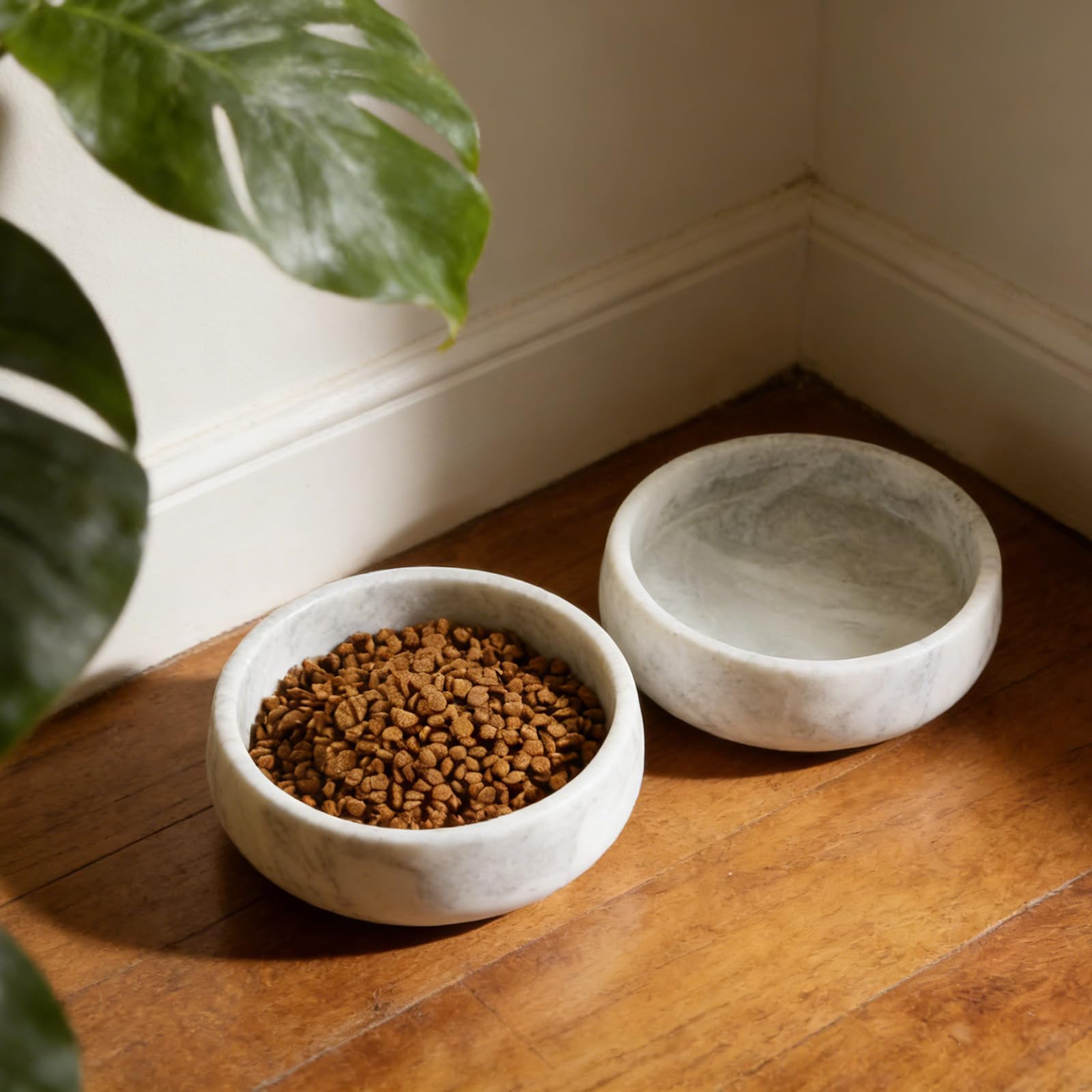 Karibiber marble bowl's grey stone finish complements any dining space.