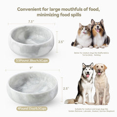 Karibiber marble dog bowl with non-slip base stays in place during meals.