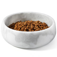 Karibiber marble dog bowl outer view highlights sturdy, tipping-resistant design.
