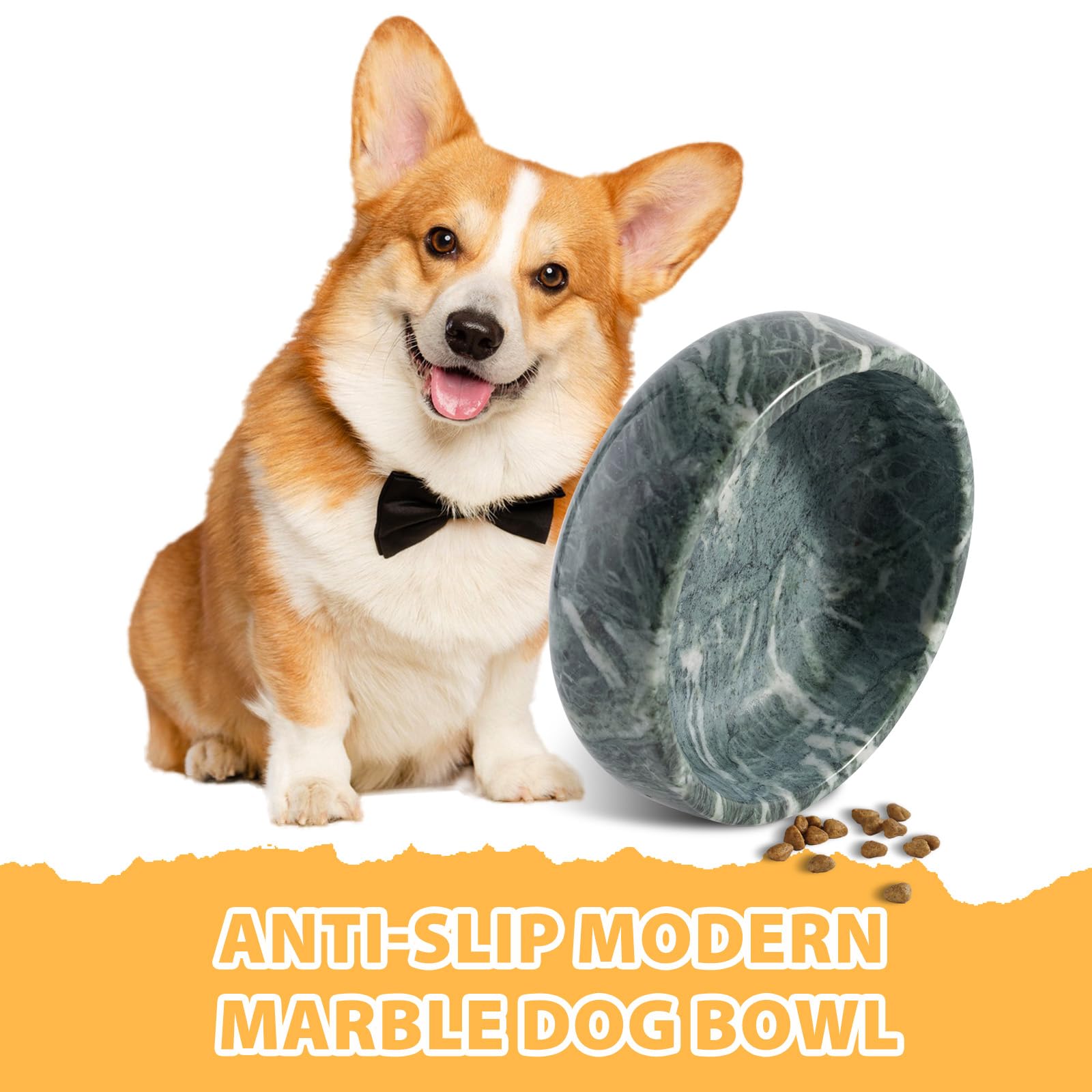Karibiber marble dog bowl suited for small to medium pets.