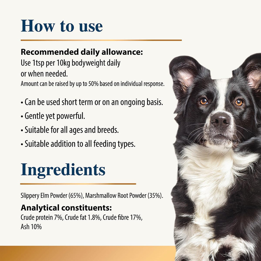 KARNLEA Slippery Elm & Marshmallow powder for dogs and cats supporting gut comfort
