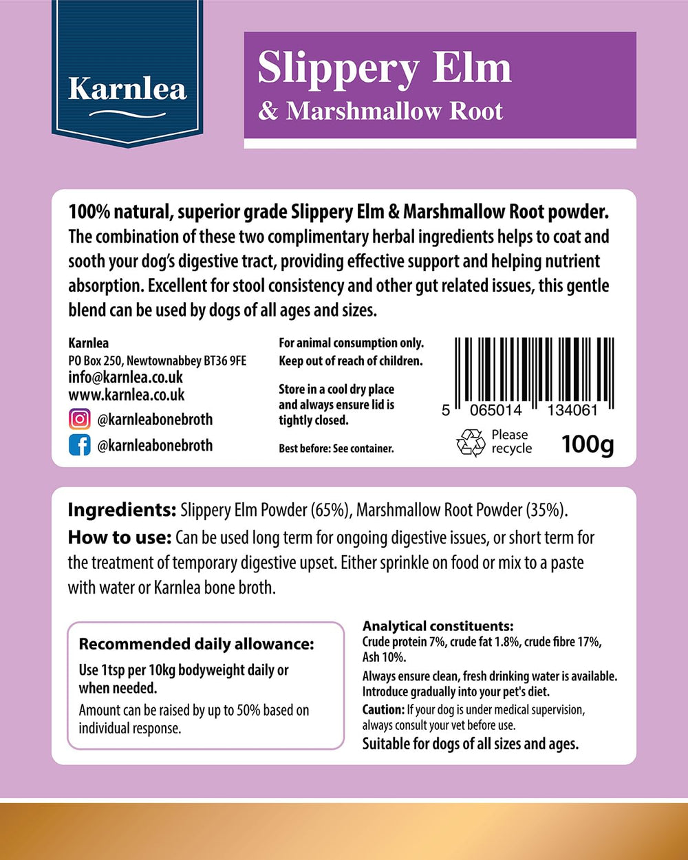 KARNLEA Slippery Elm & Marshmallow powder spoon for easy dosing