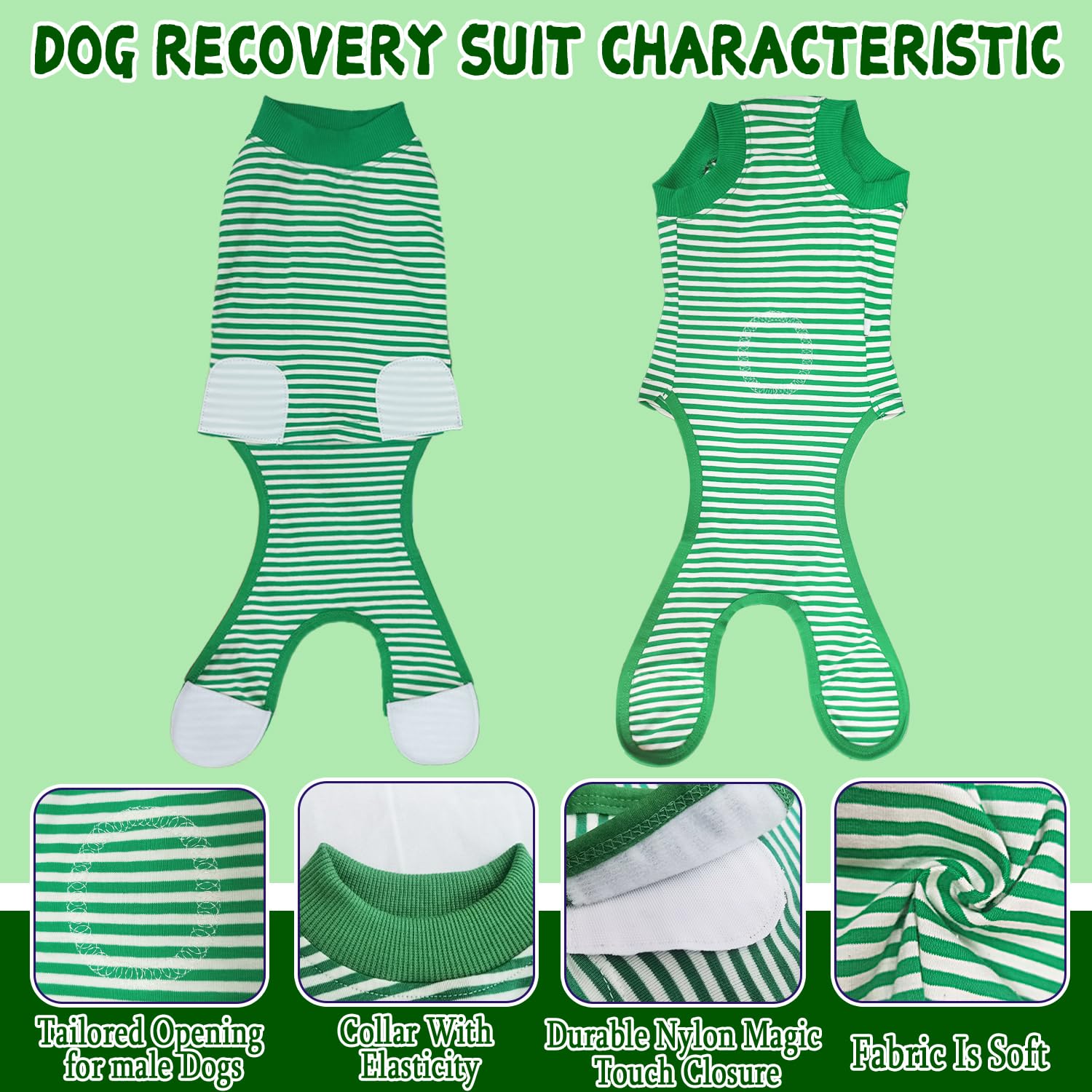 Karoku dog recovery suit back view highlights full coverage after surgery.