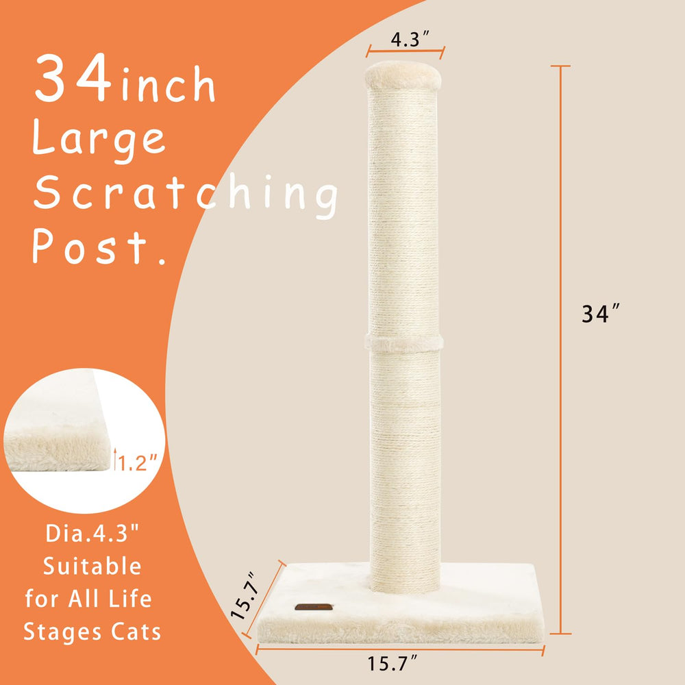 Karolpar natural sisal rope cat post with large diameter for comfortable scratching.