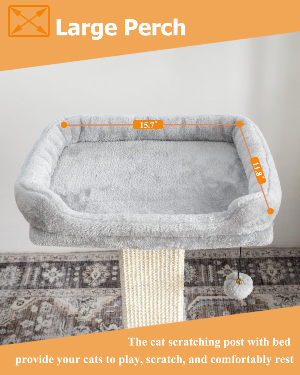 Karolpar scratching post with bed provides indoor cats a resting spot