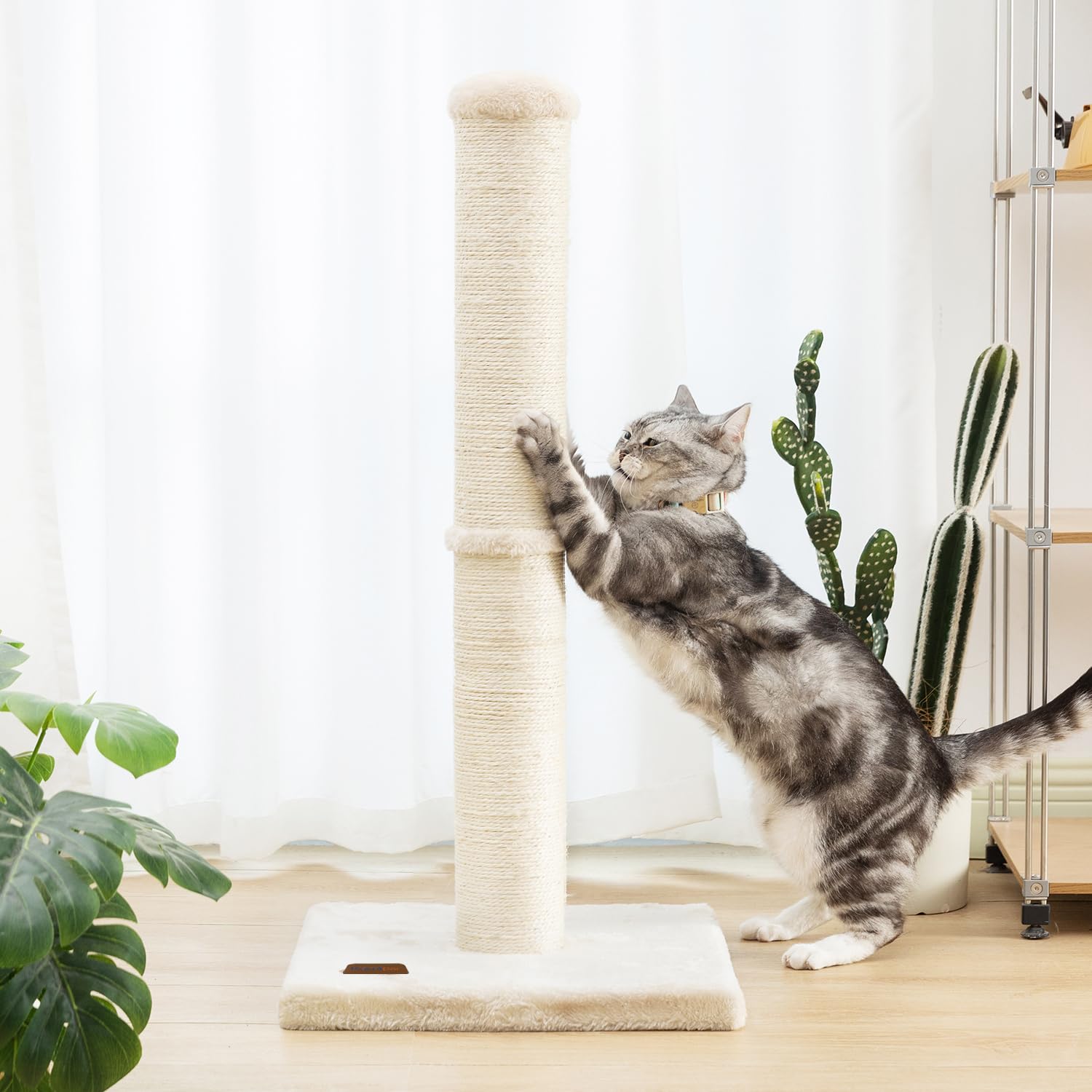 Karolpar beige scratching post is easy to assemble and maintain.