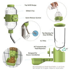 Kassiva gravity water bottle demonstrates tidy cage hydration.