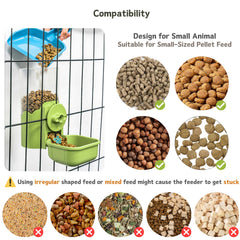 Kassiva pet cage feeder keeps small pellets organized for tiny pets.