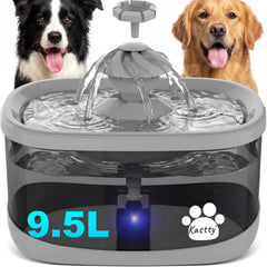 Kastty 9.5L fountain front view with water window for easy monitoring.