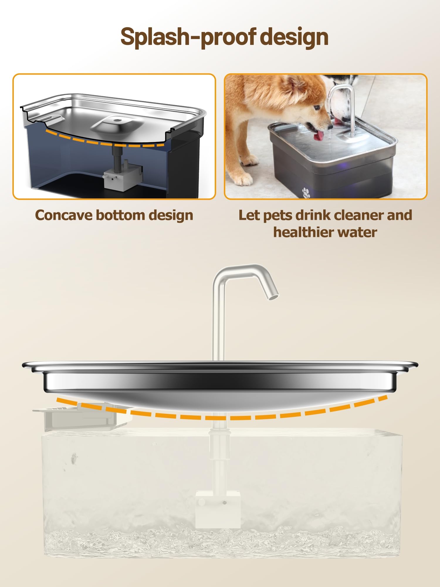 Kastty dog water fountain spout-flow ensures comfortable drinking for pets.