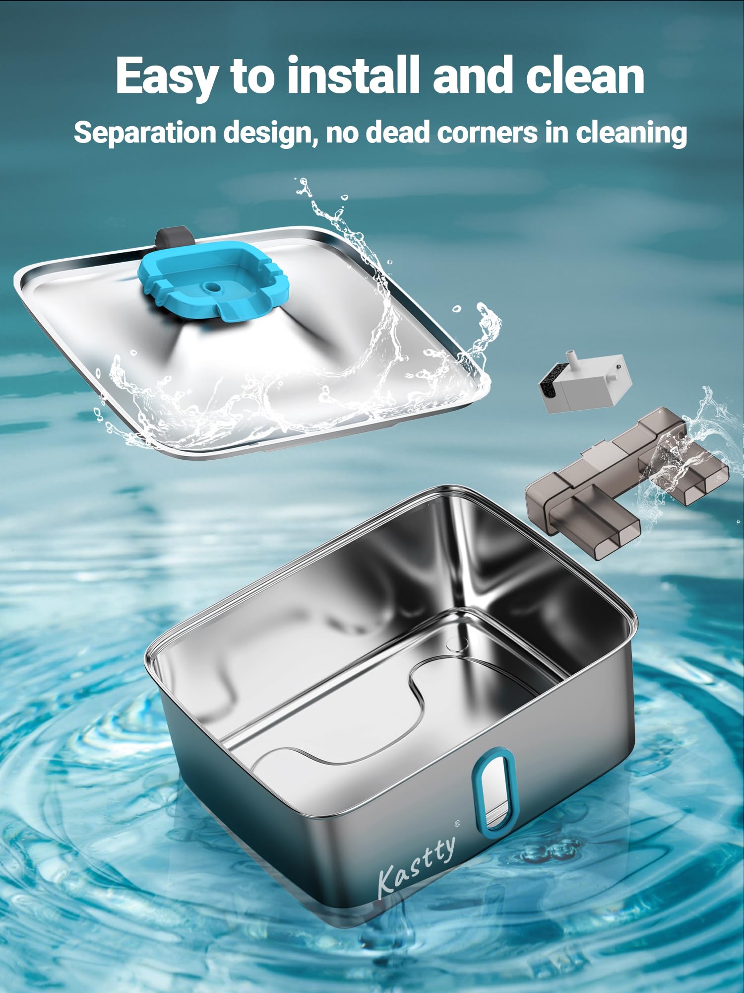 Kastty easy-clean stainless steel design for simple maintenance