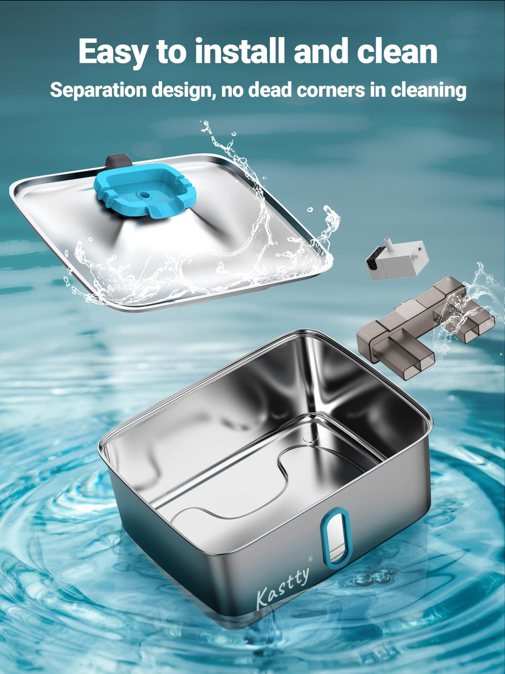 Kastty easy-clean stainless steel design for simple maintenance