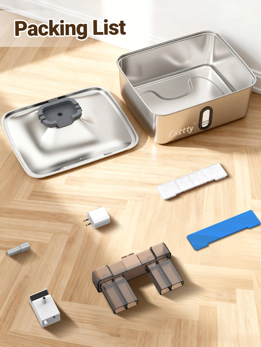 Kastty high-capacity fountain reduces refill frequency for busy households.